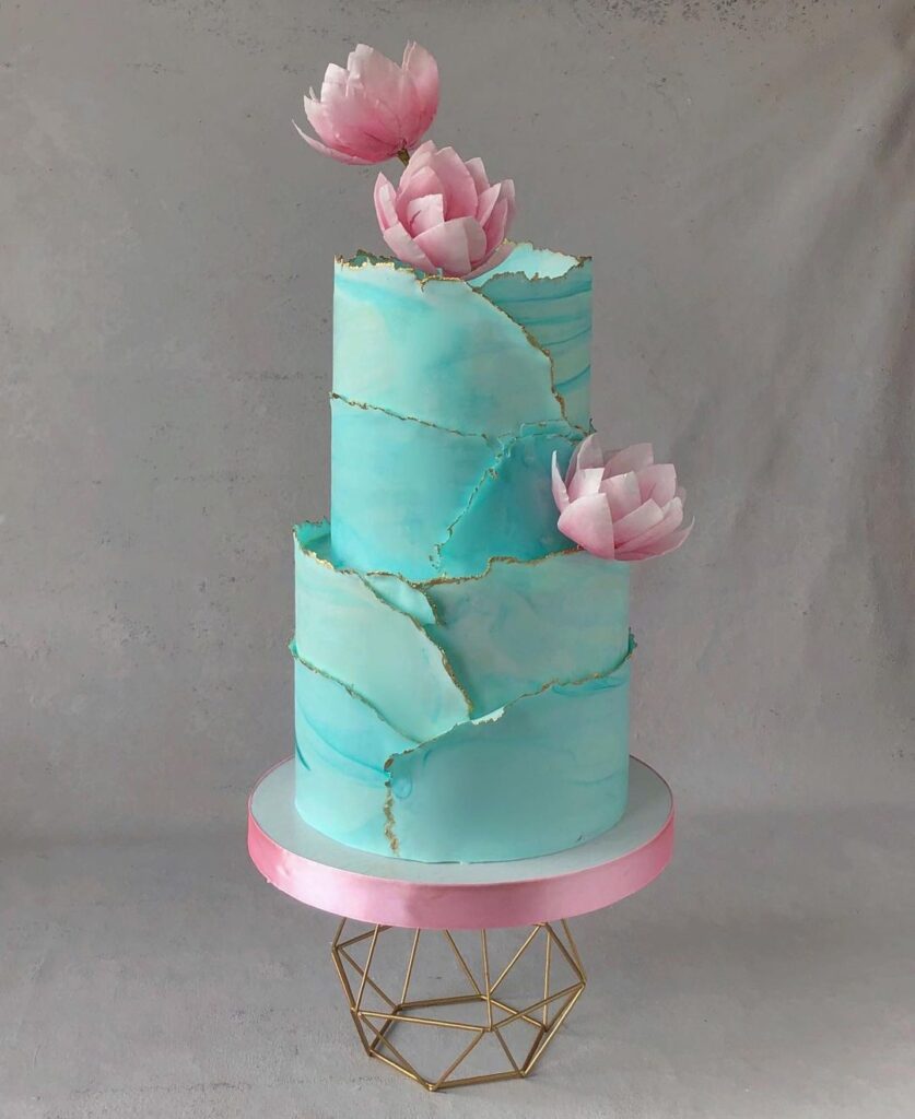 Свадебный торт бирюзового цвета