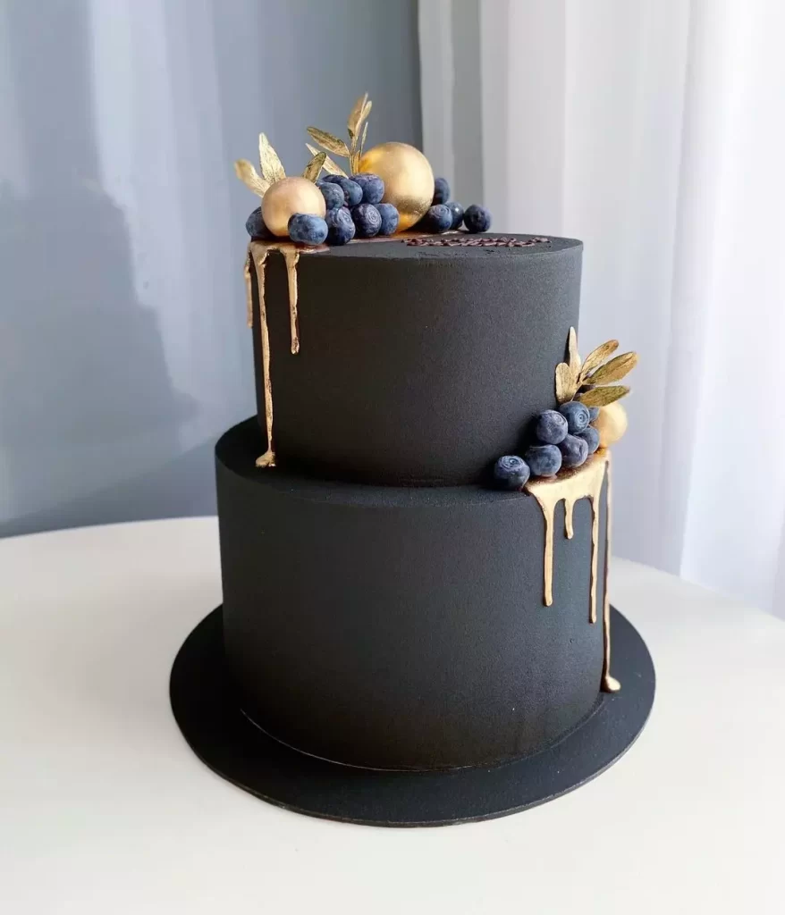 Двоярусний торт чорного кольору Двухъярусный торт черного цвета