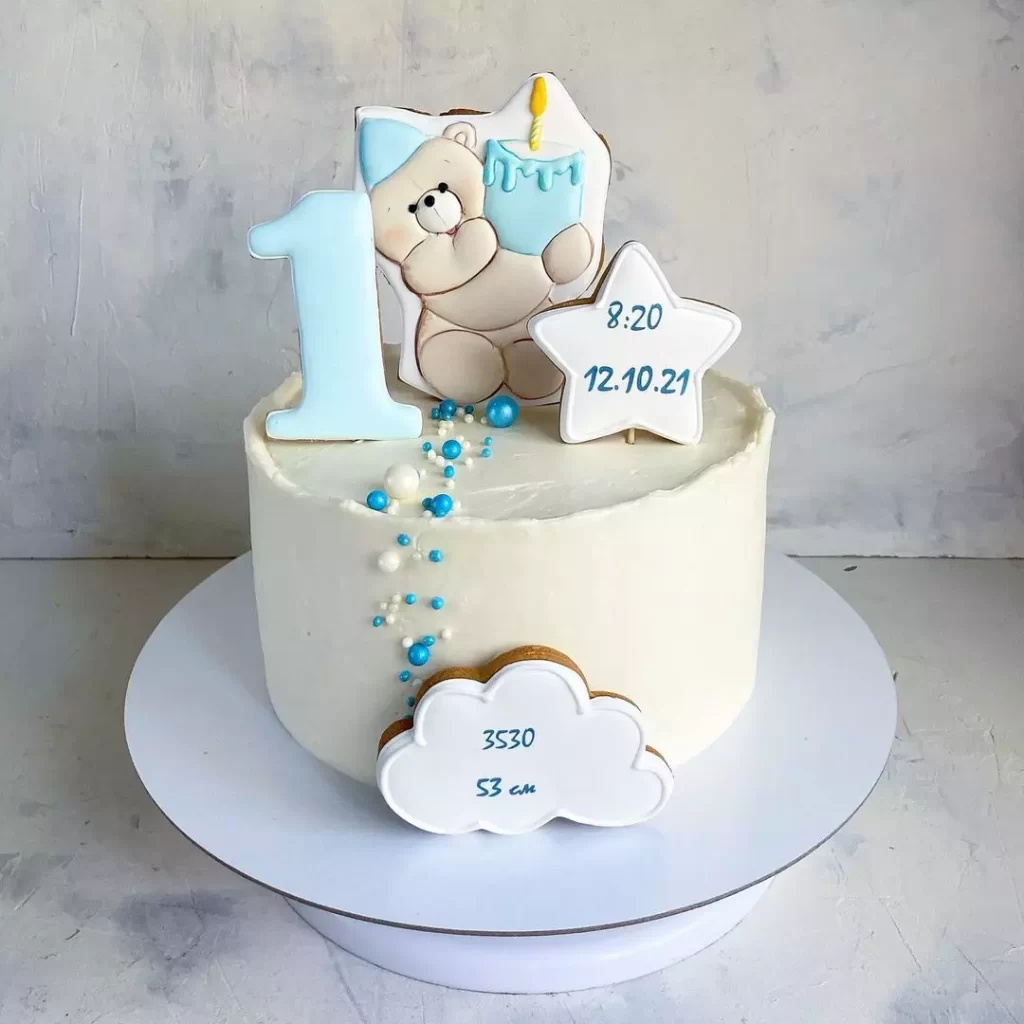 Торт на рік для хлопчика з даними Торт на годик для мальчика с данными