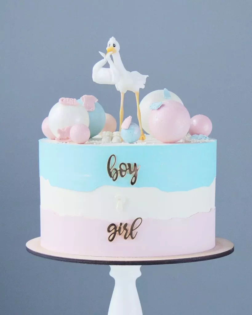 Торт з лелекою на гендер паті Торт с аистом на гендер пати