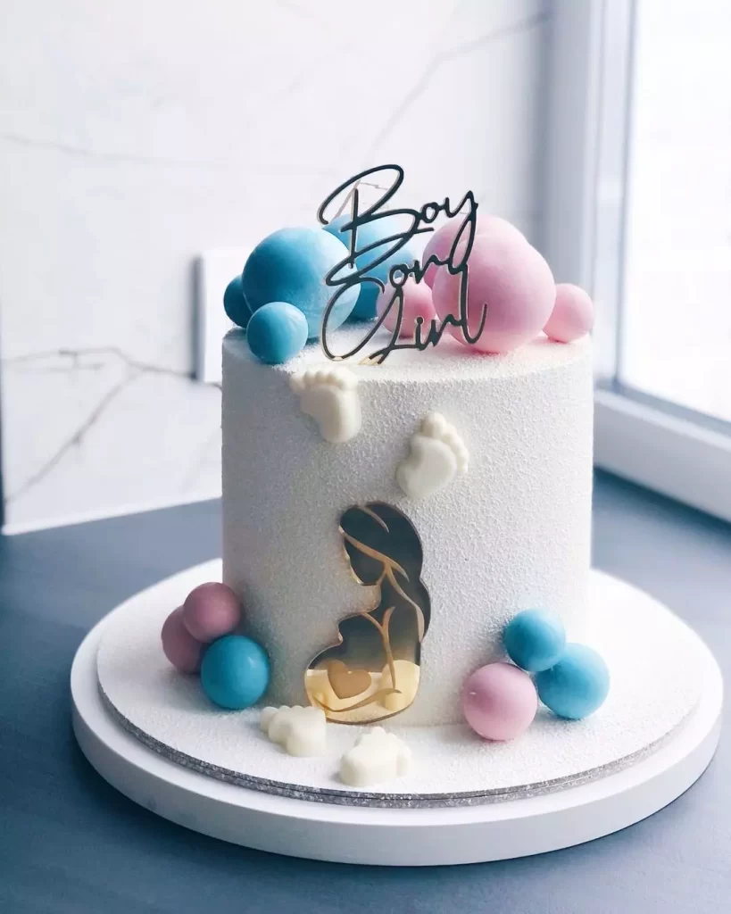 Торт с голубыми и розовыми сахарными шариками Торт с синими и розовыми сахарными шариками