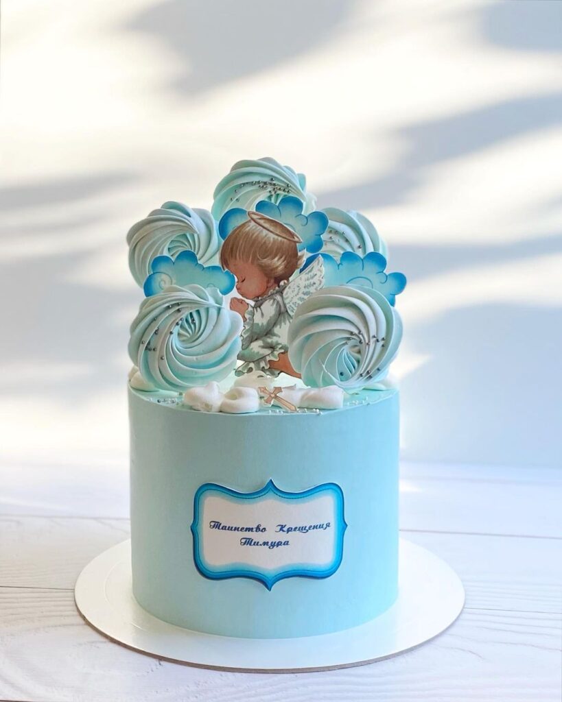 Голубой торт на крестины мальчику