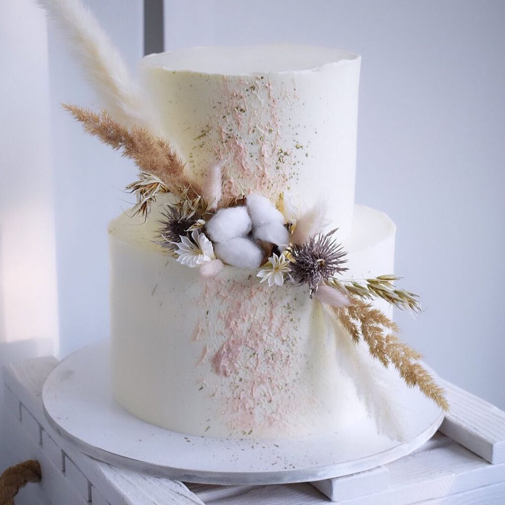 Двоярусний весільний торт з колоском Двухъярусный свадебный торт с колоском