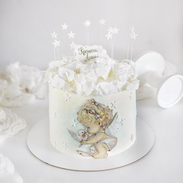 Торт на крестины девочки с топпером Торт на крестины девочки с топпером