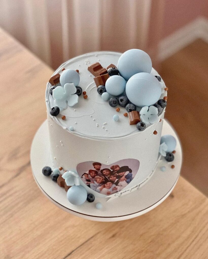 Блакитний торт з фотодруком Голубой торт с фотопечатью