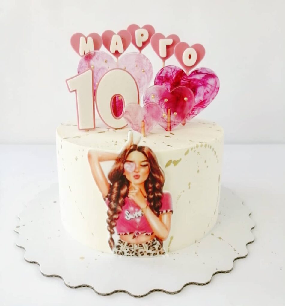 Торт на 10 років дівчинка з ім'ям Торт на 10 лет девочке с именем