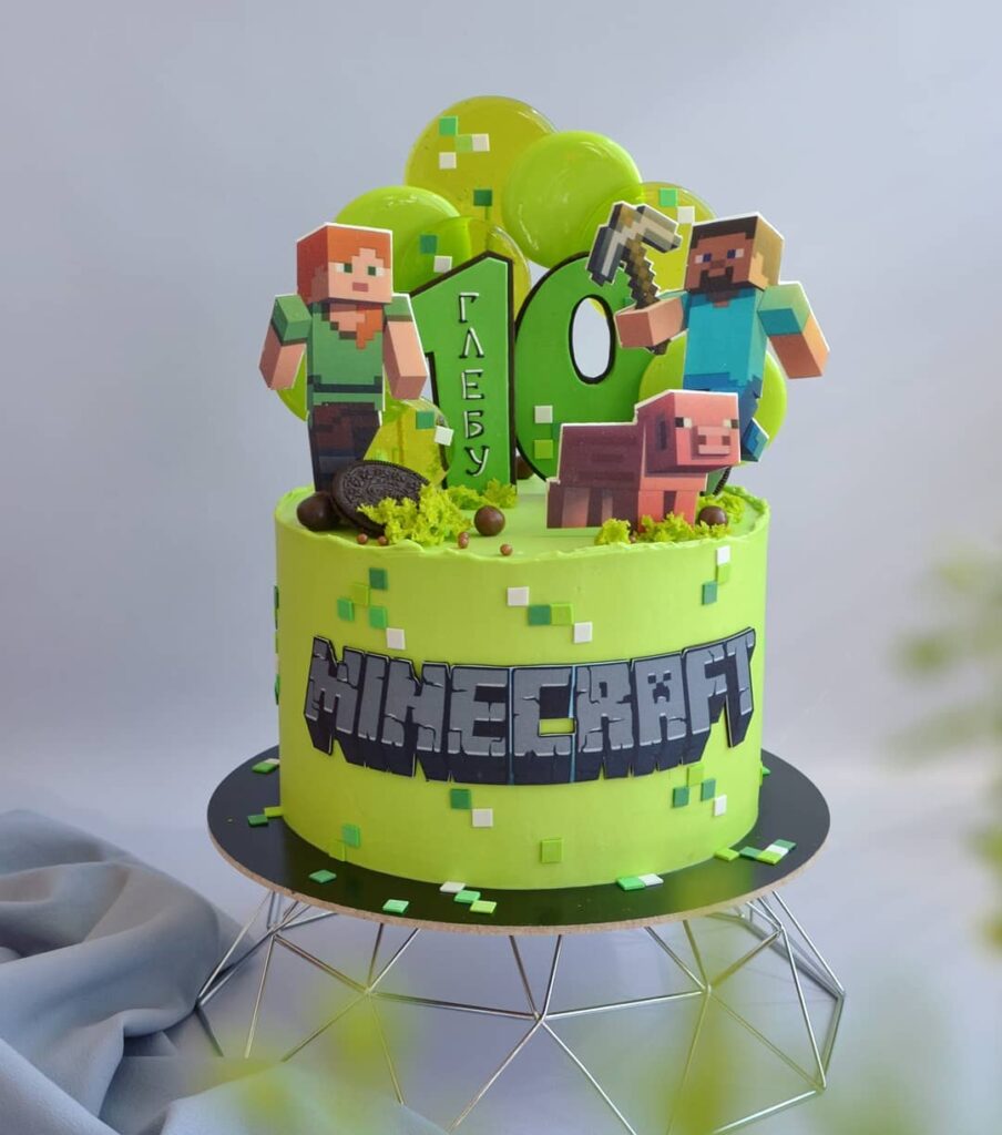 Торт Майнкрафт для мальчика на 10 лет