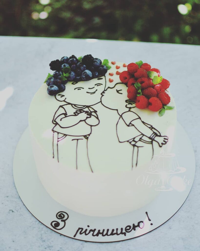 Торт на річницю з ягодами Торт на годовщину с ягодами