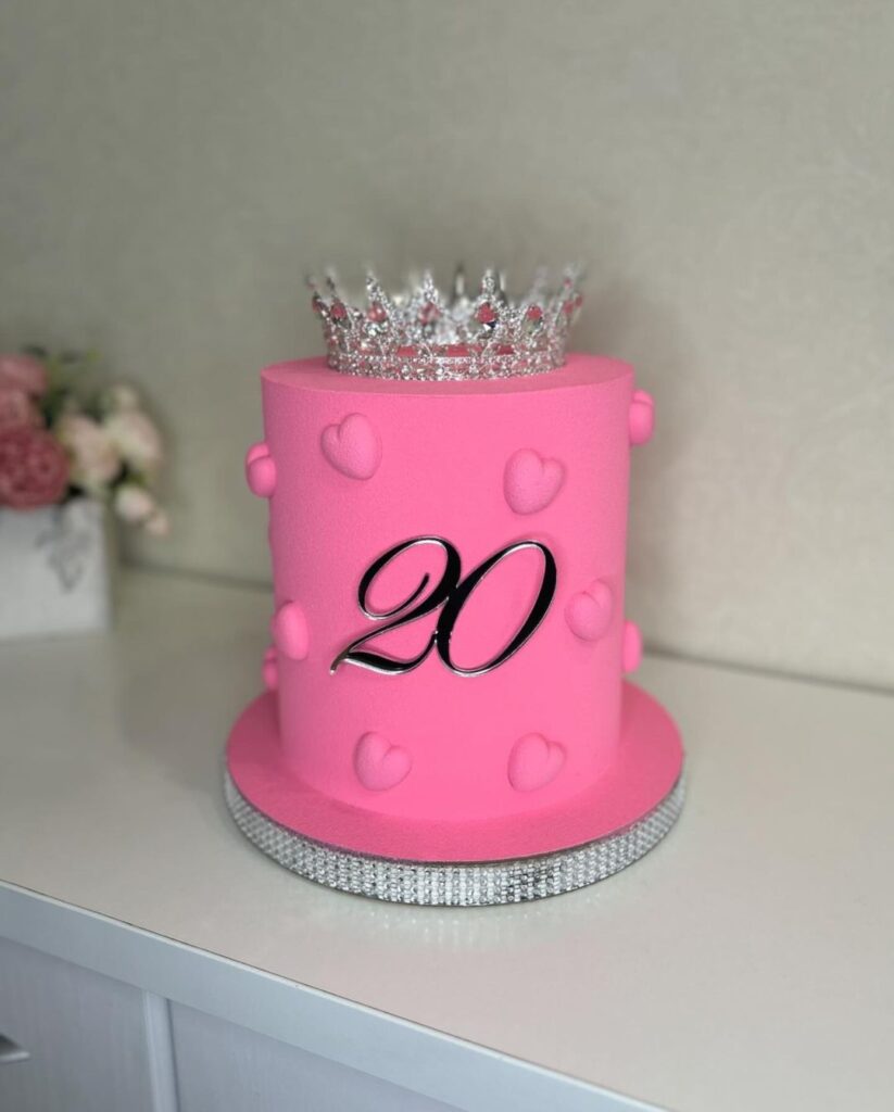 Рожевий торт на 20 років дівчині Розовый торт на 20 лет девушке