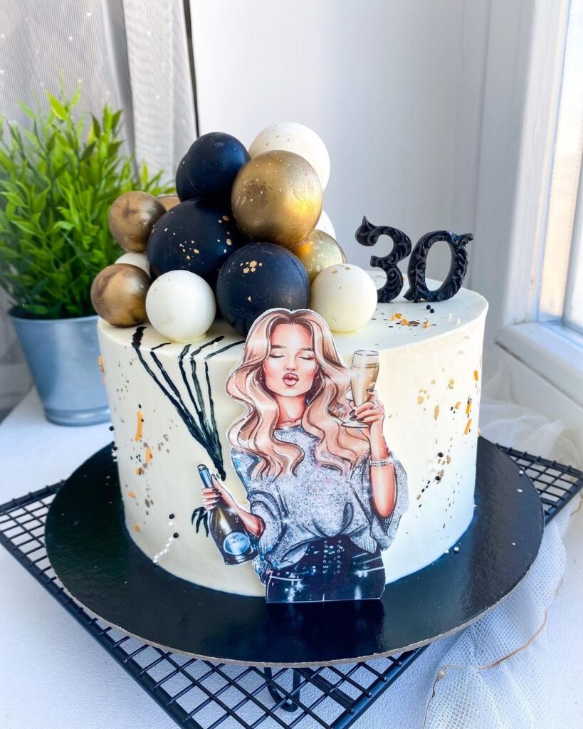 Торт на 30 лет с рисунком девушки